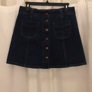 Denim button up mini skirt